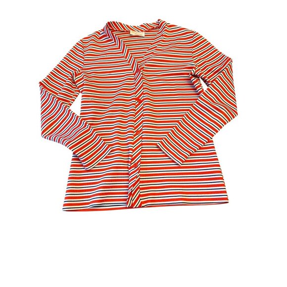 JCPenney Fashions Womens Striped Long Sleeve Top Medium Red/White/Blue - Picture 1 of 3